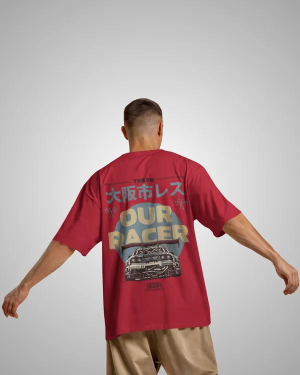 Mens_Racer_Oversized_Fit_Red_Tshirt_Made_With_Premium_Biowashed_240_GSM_Loopknit_Cotton_Fabric