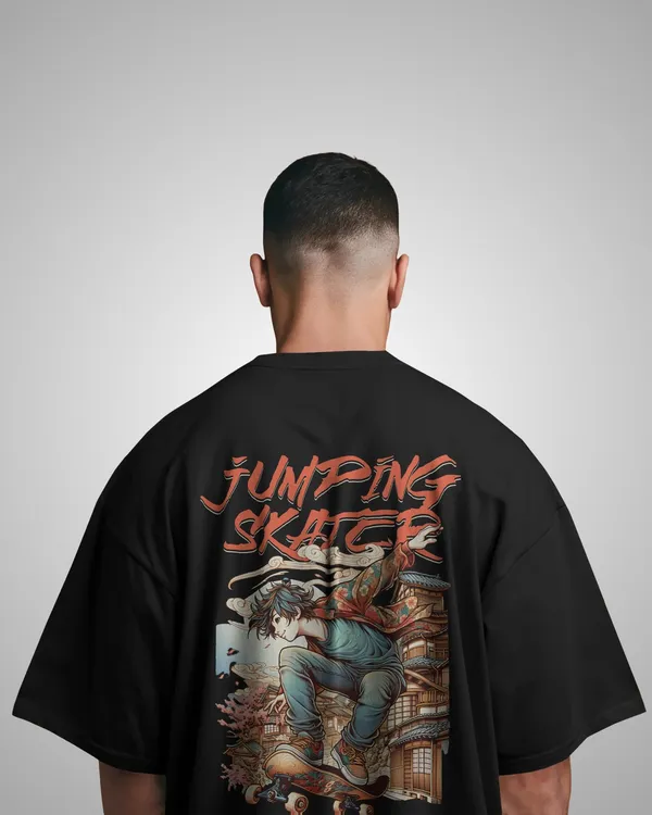 Mens_Skater_Oversized_Fit_Black_Tshirt_Made_With_Premium_Biowashed_240_GSM_Loopknit_Cotton_Fabric