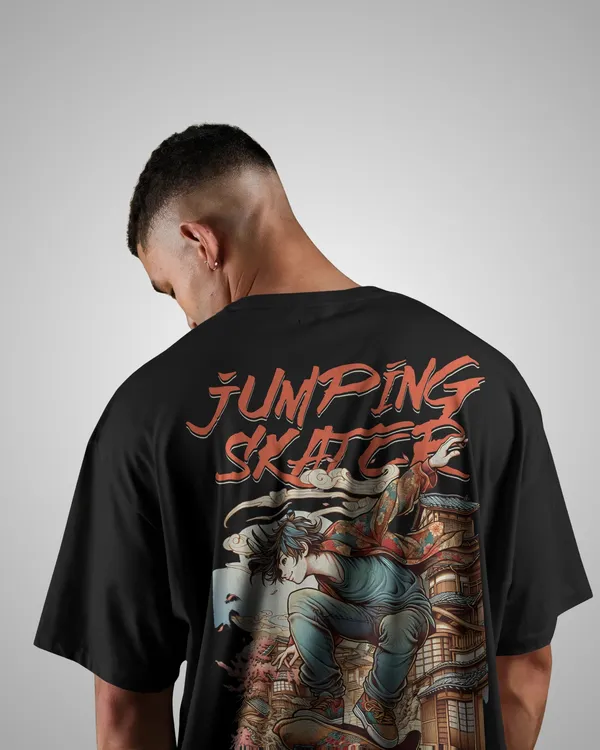 Mens_Skater_Oversized_Fit_Black_Tshirt_Made_With_Premium_Biowashed_240_GSM_Loopknit_Cotton_Fabric