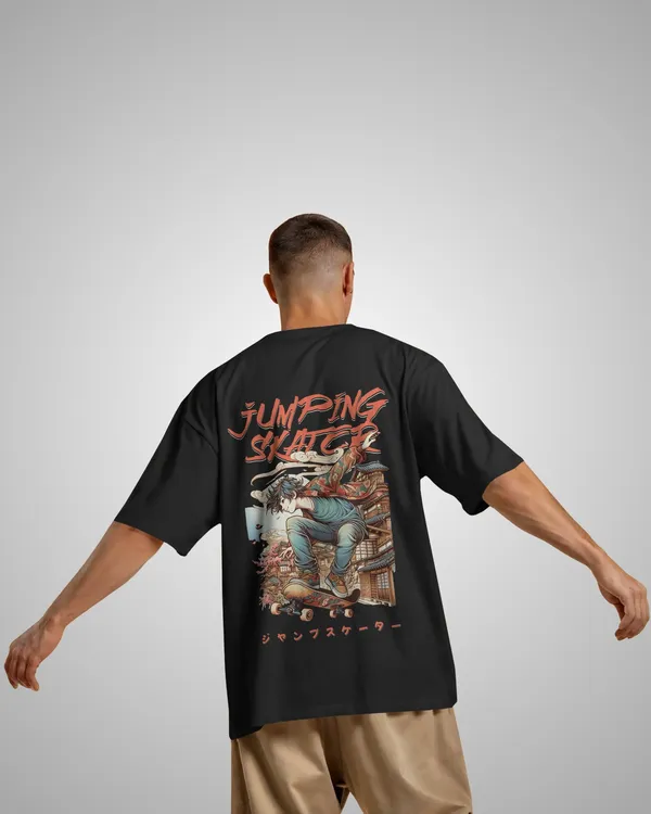 Mens_Skater_Oversized_Fit_Black_Tshirt_Made_With_Premium_Biowashed_240_GSM_Loopknit_Cotton_Fabric