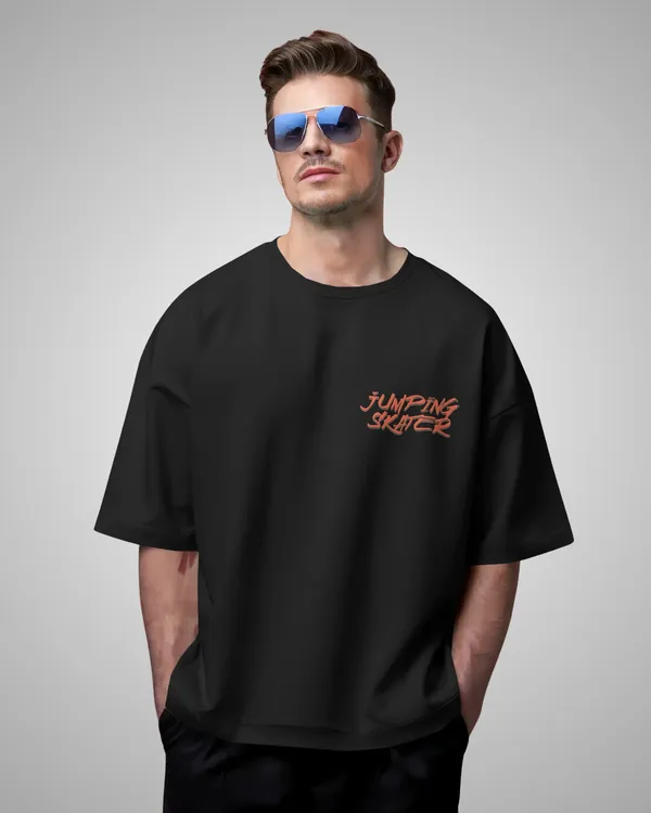 Mens_Skater_Oversized_Fit_Black_Tshirt_Made_With_Premium_Biowashed_240_GSM_Loopknit_Cotton_Fabric