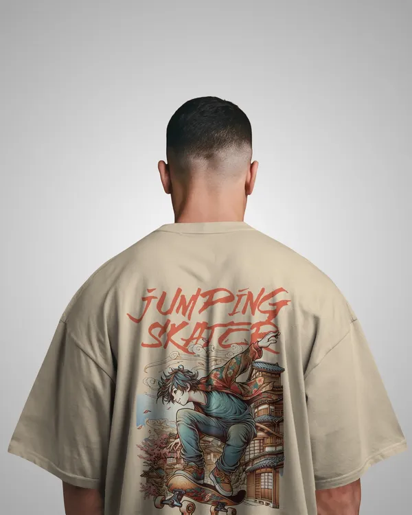 Mens_Skater_Oversized_Fit_Cream_Tshirt_Made_With_Premium_Biowashed_240_GSM_Loopknit_Cotton_Fabric
