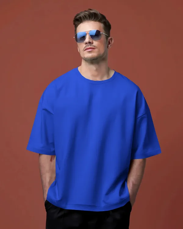 Mens_Solid_Oversized_Fit_Royal_Blue_Tshirt_Made_With_Premium_Biowashed_Loopknit_Cotton_Fabric