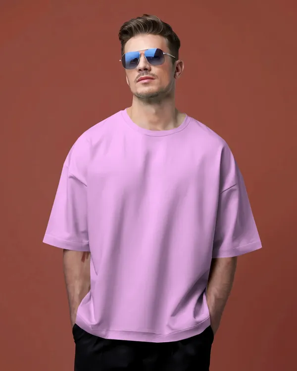 Mens_Solid_Oversized_Fit_Lilac_Tshirt_Made_With_Premium_Biowashed_Loopknit_Cotton_Fabric
