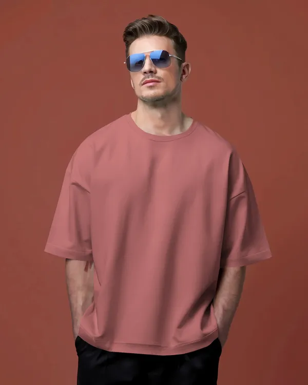 Mens_Solid_Oversized_Fit_Plum_Tshirt_Made_With_Premium_Biowashed_Loopknit_Cotton_Fabric