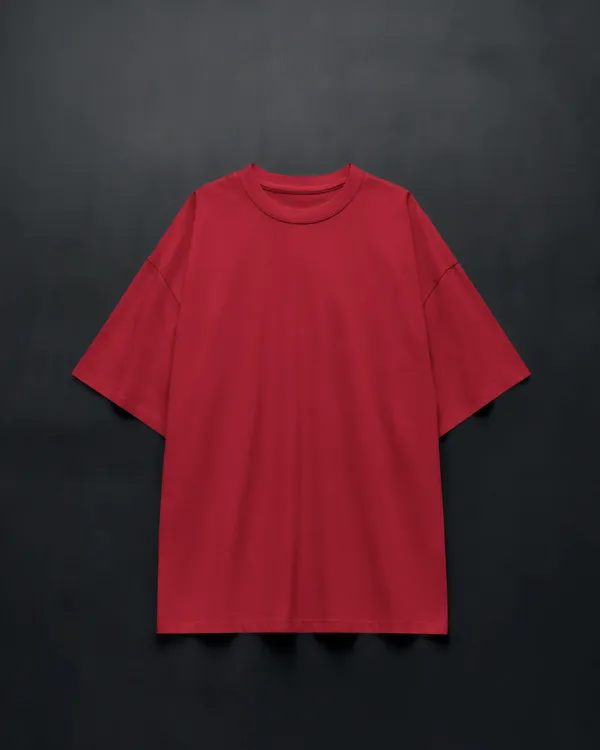 Mens_Solid_Oversized_Fit_Red_Tshirt_Made_With_Premium_Biowashed_Loopknit_Cotton_Fabric