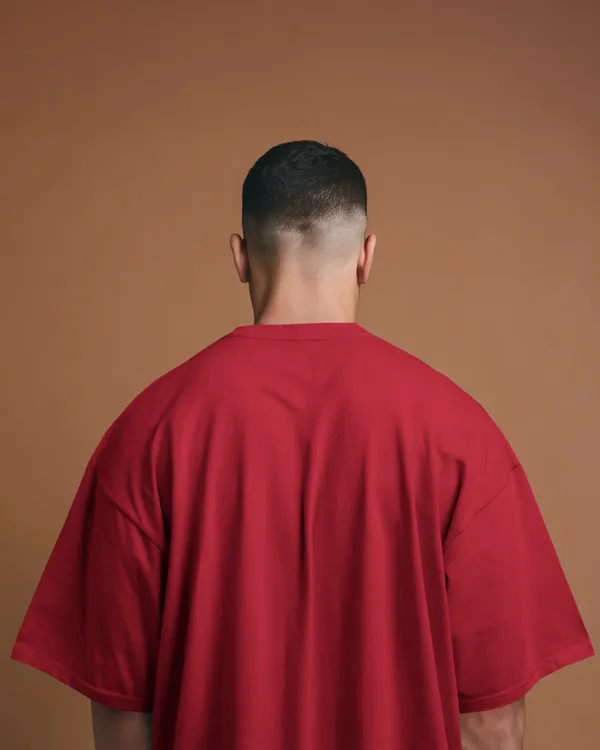 Mens_Solid_Oversized_Fit_Red_Tshirt_Made_With_Premium_Biowashed_Loopknit_Cotton_Fabric