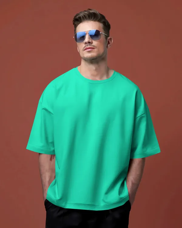 Mens_Solid_Oversized_Fit_Mint_Green_Tshirt_Made_With_Premium_Biowashed_Loopknit_Cotton_Fabric