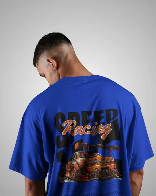 Mens_Speed_Oversized_Fit_Royal_Blue_Tshirt_Made_With_Premium_Biowashed_240_GSM_Loopknit_Cotton_Fabric