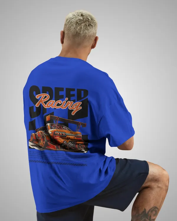 Mens_Speed_Oversized_Fit_Royal_Blue_Tshirt_Made_With_Premium_Biowashed_240_GSM_Loopknit_Cotton_Fabric