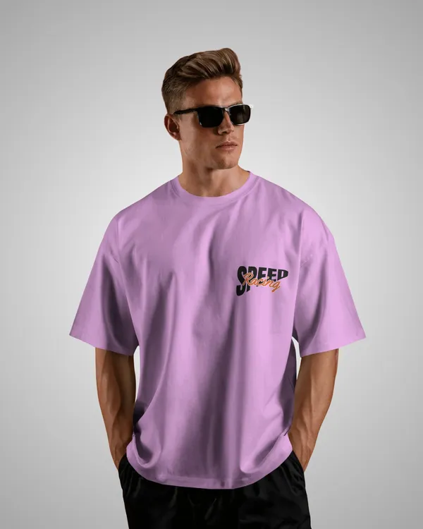 Mens_Speed_Oversized_Fit_Lilac_Tshirt_Made_With_Premium_Biowashed_240_GSM_Loopknit_Cotton_Fabric
