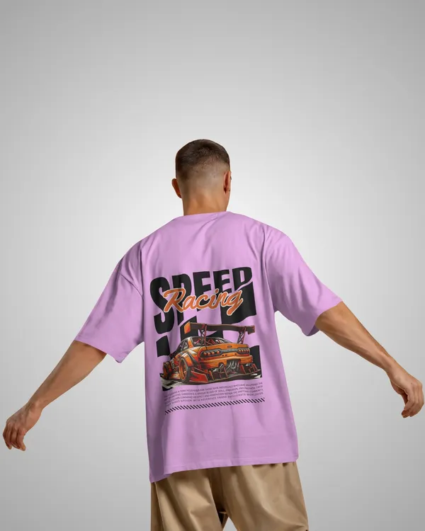 Mens_Speed_Oversized_Fit_Lilac_Tshirt_Made_With_Premium_Biowashed_240_GSM_Loopknit_Cotton_Fabric
