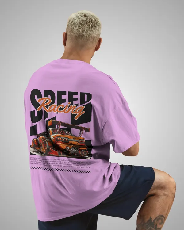 Mens_Speed_Oversized_Fit_Lilac_Tshirt_Made_With_Premium_Biowashed_240_GSM_Loopknit_Cotton_Fabric