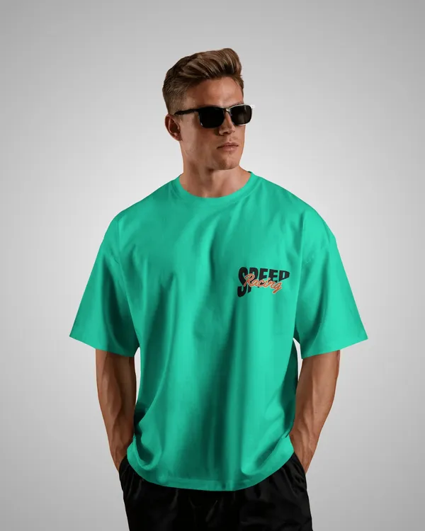 Mens_Speed_Oversized_Fit_Mint_Green_Tshirt_Made_With_Premium_Biowashed_240_GSM_Loopknit_Cotton_Fabric