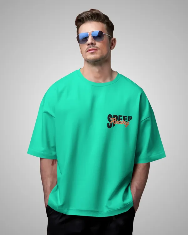 Mens_Speed_Oversized_Fit_Mint_Green_Tshirt_Made_With_Premium_Biowashed_240_GSM_Loopknit_Cotton_Fabric