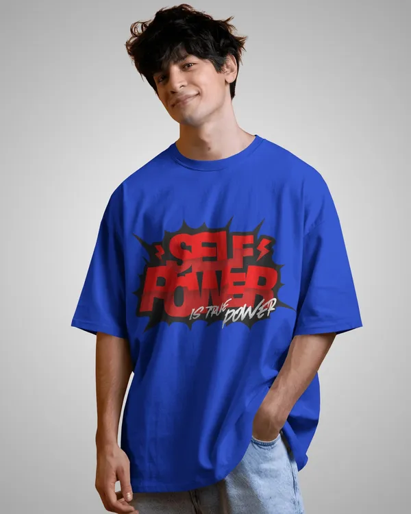 Mens_Self_Power_Oversized_Fit_Royal_Blue_Tshirt_Made_With_Premium_Biowashed_240_GSM_Loopknit_Cotton_Fabric