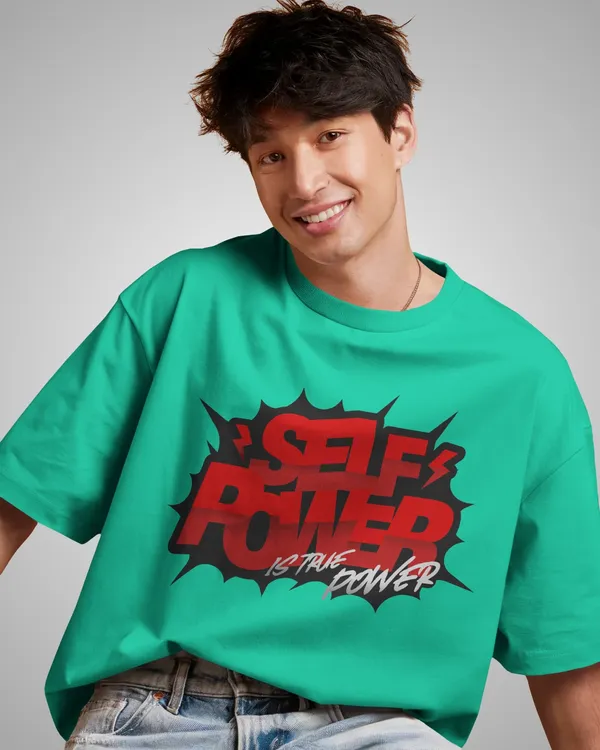Mens_Self_Power_Oversized_Fit_Mint_Green_Tshirt_Made_With_Premium_Biowashed_240_GSM_Loopknit_Cotton_Fabric