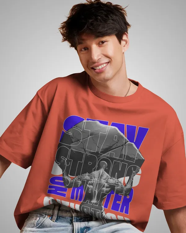 Mens_Stay_Strong_Oversized_Fit_Orange_Tshirt_Made_With_Premium_Biowashed_240_GSM_Loopknit_Cotton_Fabric