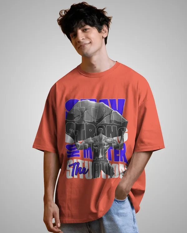 Mens_Stay_Strong_Oversized_Fit_Orange_Tshirt_Made_With_Premium_Biowashed_240_GSM_Loopknit_Cotton_Fabric