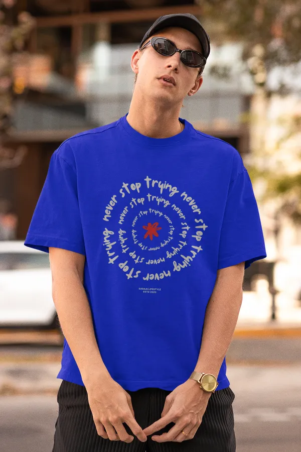 Try_Oversized_Fit_Royal_Blue_Tshirt_With_240_GSM_Premium_Biowashed_Cotton_Loopknit_Fabric