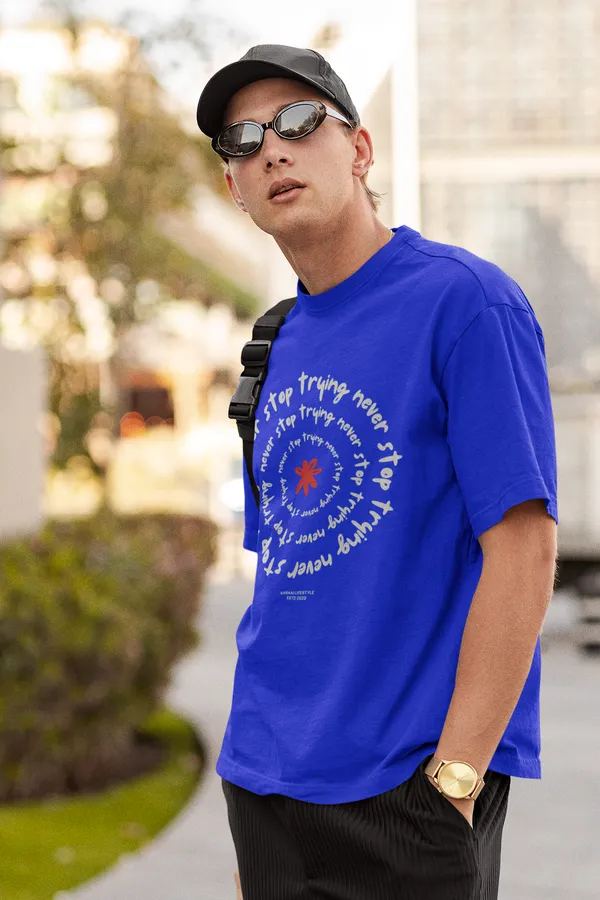 Try_Oversized_Fit_Royal_Blue_Tshirt_With_240_GSM_Premium_Biowashed_Cotton_Loopknit_Fabric