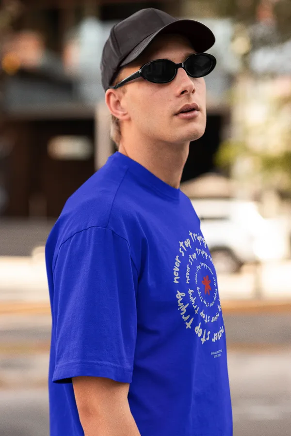 Try_Oversized_Fit_Royal_Blue_Tshirt_With_240_GSM_Premium_Biowashed_Cotton_Loopknit_Fabric