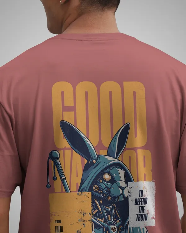 Mens_Warrior_Bunny_Oversized_Fit_Plum_Tshirt_Made_With_Premium_Biowashed_240_GSM_Loopknit_Cotton_Fabric