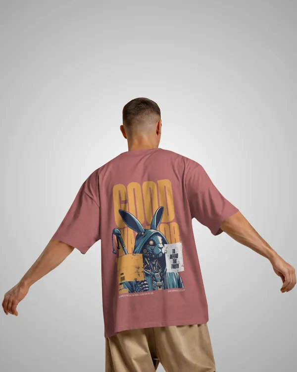 Mens_Warrior_Bunny_Oversized_Fit_Plum_Tshirt_Made_With_Premium_Biowashed_240_GSM_Loopknit_Cotton_Fabric
