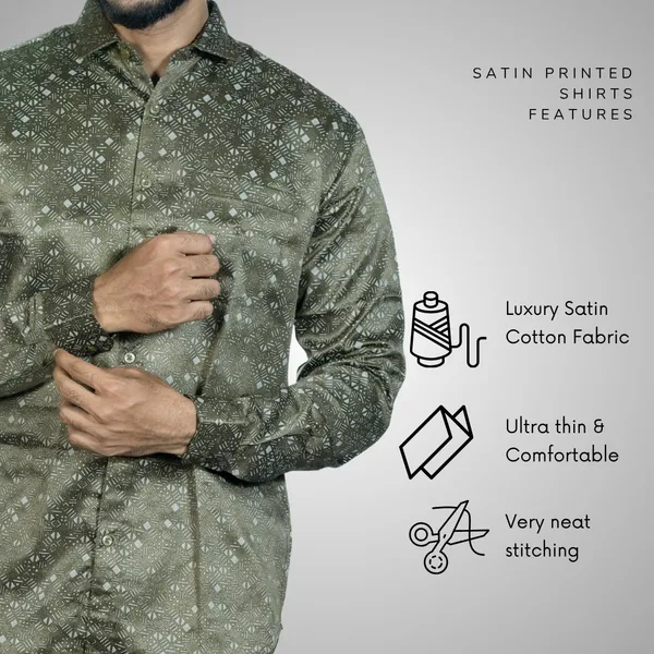 Mens__Regular_Fit_Green_Shirt_Made_With_Premium_Satin_Printed_Cotton_Fabric