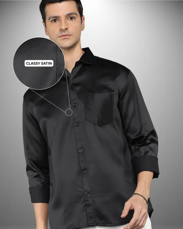 Mens_Satin_Fabric_Solid_Black_Shirt