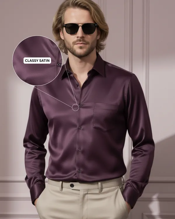 Mens_Satin_Fabric_Solid_Violet_Shirt