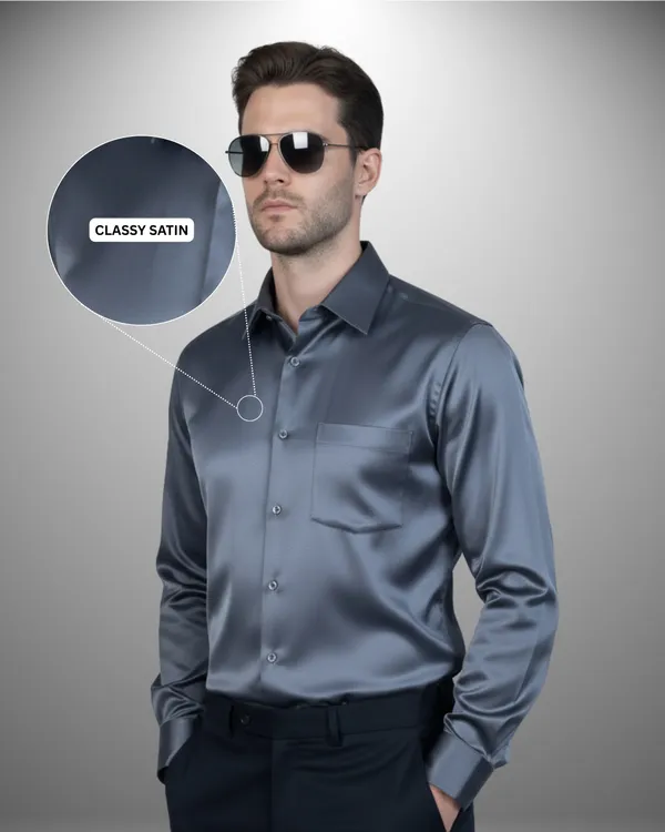 Mens_Satin_Fabric_Solid_Grey_Shirt