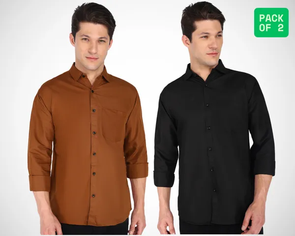 Pack_Of_2_Mens_Solid_Casual_Shirt