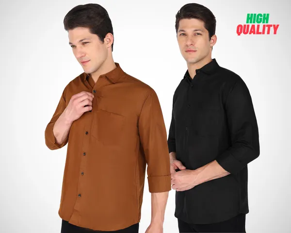 Pack_Of_2_Mens_Solid_Casual_Shirt