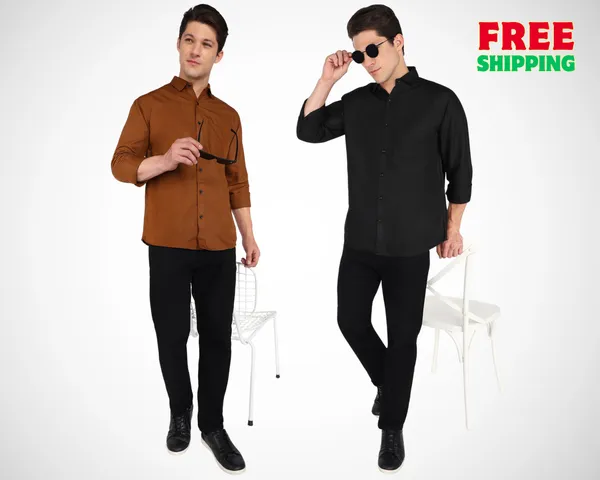Pack_Of_2_Mens_Solid_Casual_Shirt
