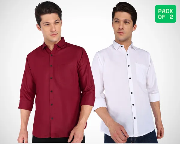 Pack_Of_2_Mens_Solid_Casual_Shirt