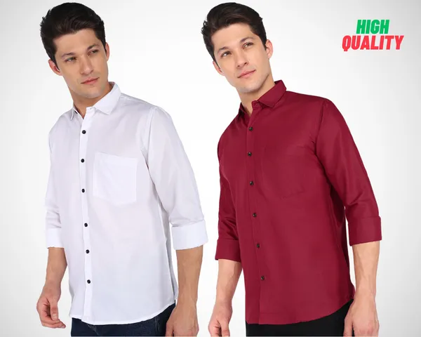 Pack_Of_2_Mens_Solid_Casual_Shirt