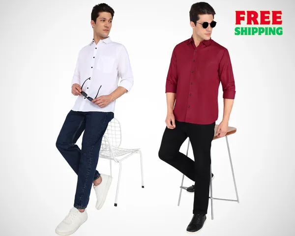 Pack_Of_2_Mens_Solid_Casual_Shirt
