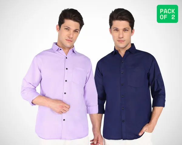 Pack_Of_2_Mens_Solid_Casual_Shirt