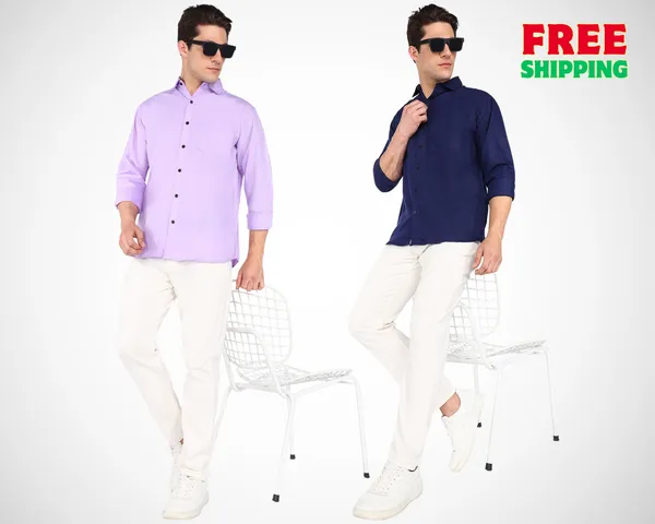 Pack_Of_2_Mens_Solid_Casual_Shirt