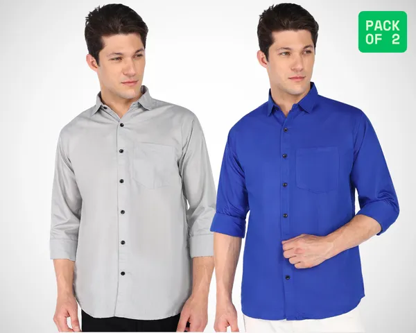 Pack_Of_2_Mens_Solid_Casual_Shirt