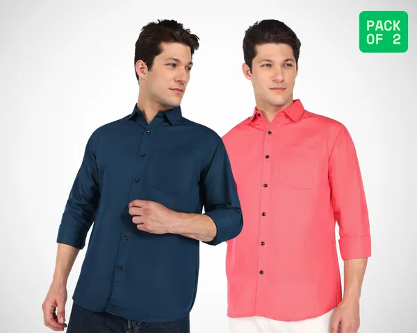Pack_Of_2_Mens_Solid_Casual_Shirt