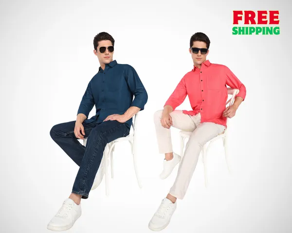 Pack_Of_2_Mens_Solid_Casual_Shirt