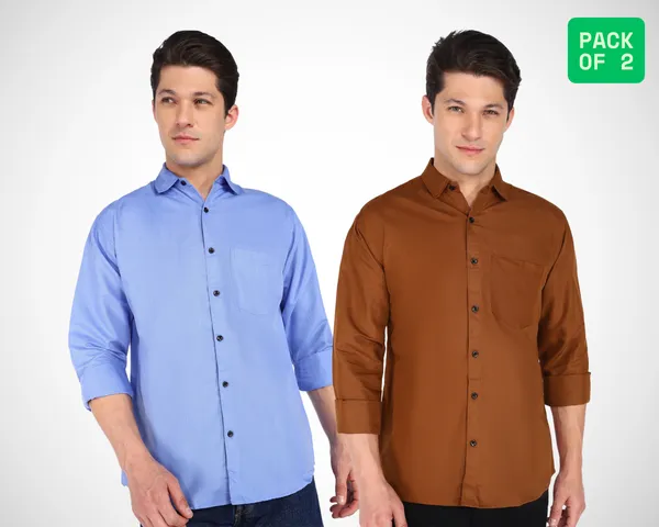 Pack_Of_2_Mens_Solid_Casual_Shirt