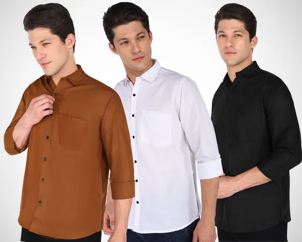 Mens_Plain_Casual_Shirt_Made_With_Premium_Cotton_Filafil_Fabric_(Combo_Pack_Of_Three)