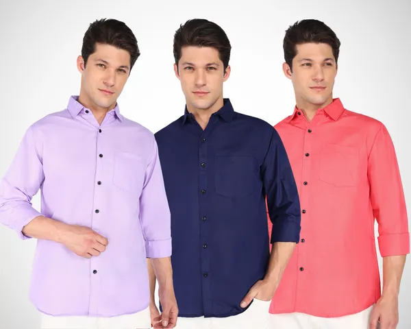 Mens_Plain_Casual_Shirt_Made_With_Premium_Cotton_Filafil_Fabric_(Combo_Pack_Of_Three)