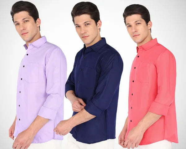 Mens_Plain_Casual_Shirt_Made_With_Premium_Cotton_Filafil_Fabric_(Combo_Pack_Of_Three)