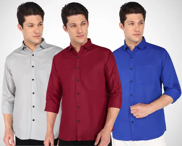 Mens_Plain_Casual_Shirt_Made_With_Premium_Cotton_Filafil_Fabric_(Combo_Pack_Of_Three)