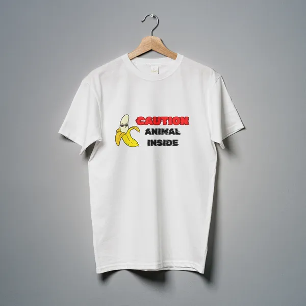 White_Animal_Classic_Fit_Tshirt_For_Men_With_200_GSM_Biowashed_Cotton_Single_Jersey_Fabric