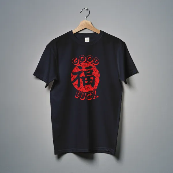 Navy_Good_Luck_Classic_Fit_Tshirt_For_Men_With_200_GSM_Biowashed_Cotton_Single_Jersey_Fabric